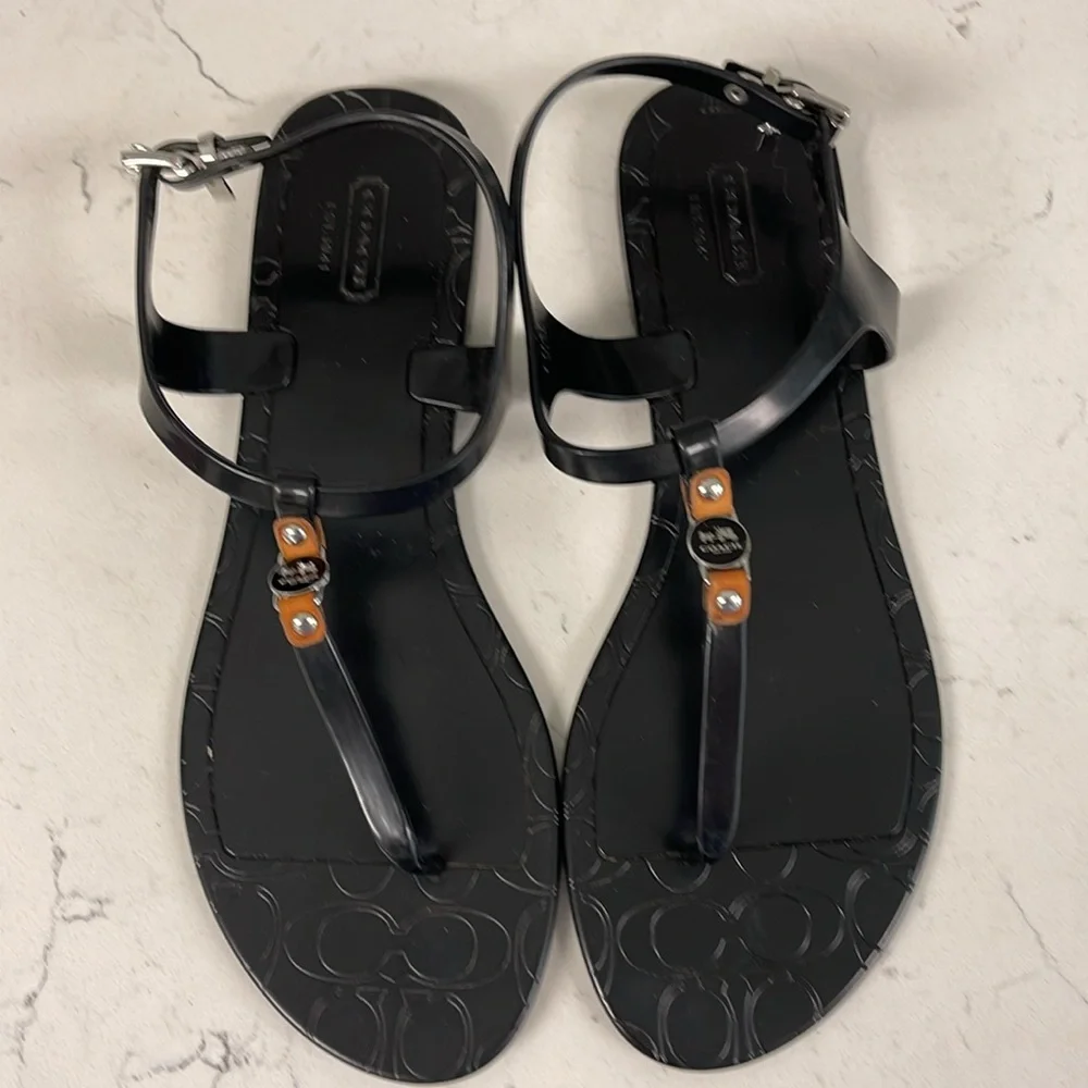 Coach Piccadilly Jelly Sandal, Black Size 10, Worn Once - Picture 3 of 16